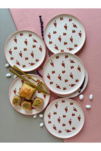 Yiğit Seramik Züccaciye Blackberry Garden 6-Piece Dessert Plate