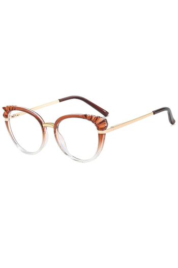 GERICOM Clear Lens glasses with blue light-treated lenses, anti-reflective, metal, cat eye model, brow