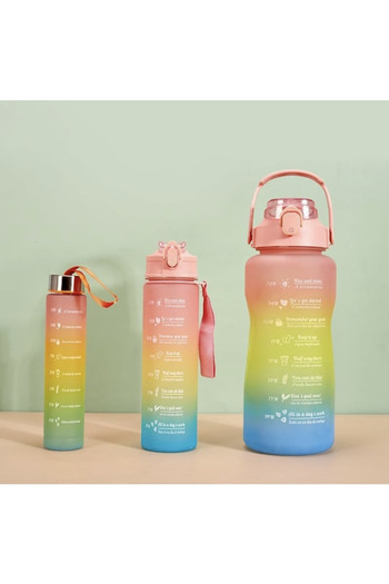 M&B WATER BOTTLE Motivational Set of 3 - Bpa-free Black Water Bottle, Water Bottle and Water Bottle