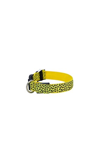 Bibilel Zgarda pentru caini sau pisici, animal print, 58cm, Galben