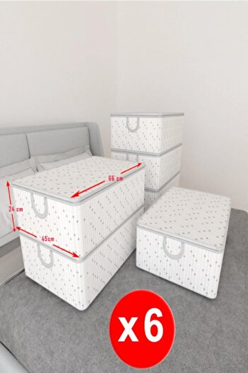 A&A White 6 Pieces Rectangular Underlayer Wide Volume Underlayer with Handles Check Yacht Clothing Organizer Storage