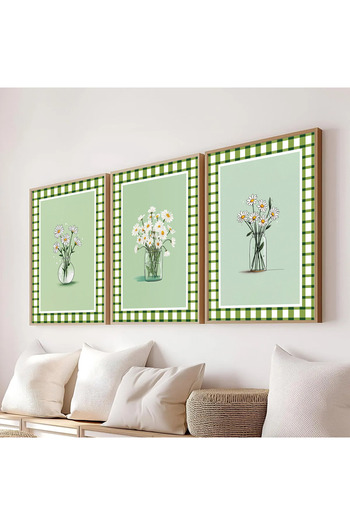Dekorsiahome 3 Parça Ahşap Çerçeveli Oturma Odası Salon Mutfak Tablo Seti SET3358