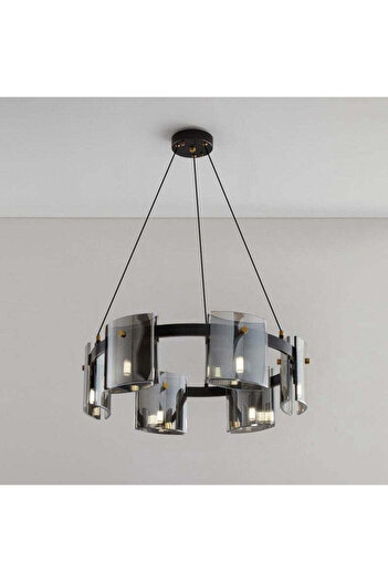 Requiem Modern Chandelier, Largo, 6 x G9, Diameter 60 cm, Black, Adjustable Height