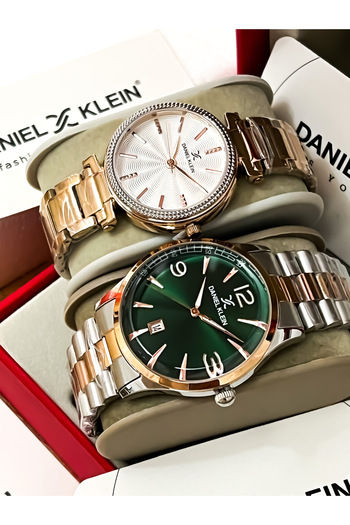 Daniel Klein Original 2 Years Warranty Steel Case Steel Cord Stainless Steel Darkening Lover's Couple Watch