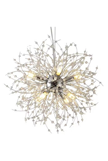 ALC-Shop Schönbrunn Crystal Chandelier, 9x G9, Diameter 49cm, Shiny Silver, Adjustable Height