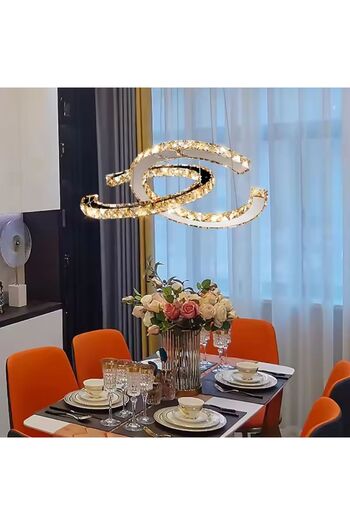 Alista Home LED pendant chandelier with remote control and crystal PRISM ANTEA 40 W, 2 Circles, Cold/Warm/Neutral light