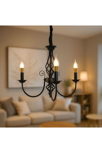 Alista Home Lustra VINTAGE, tip Pendul cu brate, ANJOU, Circulara, 3 xE 14, Metal, Negru
