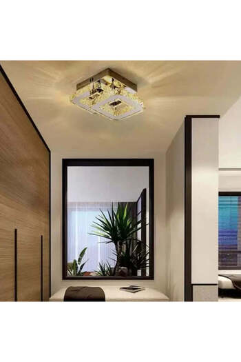 Alista Home Lustra LED cu cristal JEREMIAH 34 W, 2 Patrate, lumina Rece/Calda/Neutra, Dimabila, Crom Lucios