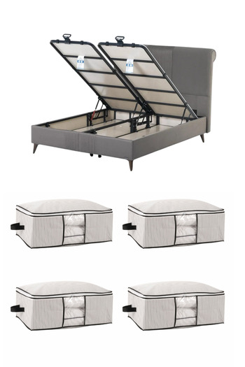 ELY PARKER Under Bed Organizer with Window, Interlining, Sturdy Zipper Structure (Pack of 4) (64X45X22)