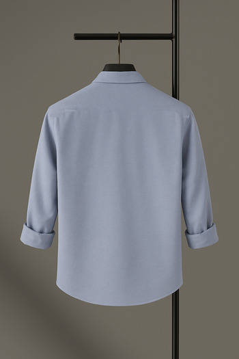 YNGMENCLASS Italian Cut Collar Buttoned Lycra Oxford Fabric Textured Shirt
