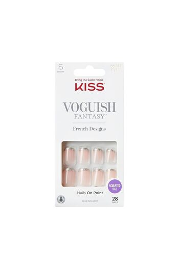 Kiss Voguish Fantasy,glue'Bisous'Light Silver,Squoval Shape,28 Nails,2g glue,1 Manicure Stick,1 Mini File