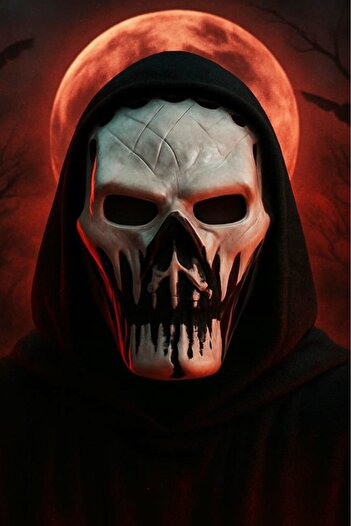 BeySüS Cadılar Bayramı Halloween Dark Fang Maske Siyah Beyaz