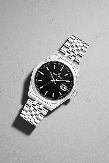 Daniel Klein Steel Cord&Case Men's Wrist Watch with Calendar Bracelet Gift Silver-Black Zmdk1190