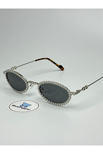 BluePepper Bride Black Sunglasses Oval Silver Frame Black Glass Color 54 Ekartman