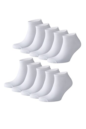 OEM Sunny Side - Low-Cut Men's Sports Socks, 10 Pack, Cotton, White, Size 39-42 EU