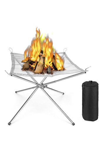 Generic Portable Fire Pit for Camping Fire Bowl Fire Baskets Foldable Lightweight Handy Stainless Steel Mes