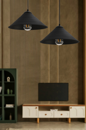 LUMINZO Waves 28 cm Siyah Metal Modern Avize Sarkıt Salon Mutfak Kuaför Cafe Lamba Dekoratif Aydınlatma