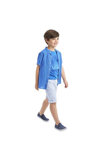 İDO Striped Shorts with Drawstring for Boys, I Do, 4.8462, White/Blue, 170-176 cm