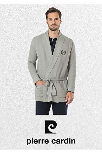 Pierre Cardin 5 Parça Triko Robdöşambr & Yazlık-Kışlık Pijama Takımı & Deri Terlik & Hakiki Deri Kemer Cüzdan Seti