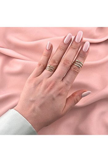 Bijuteria SORELLY Inel Aur 14k Cui Dublu cu Pietre Zirconia 13