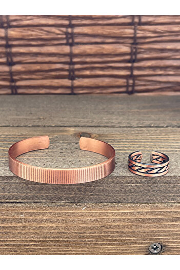 Rupen Kraft Adjustable Measure Pure Copper Bracelet Ring Set Copper Bracelet Copper Ring Set