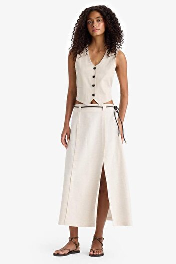 DeFacto Regular Fit High Waist Midi Skirt F7350Ax25Au