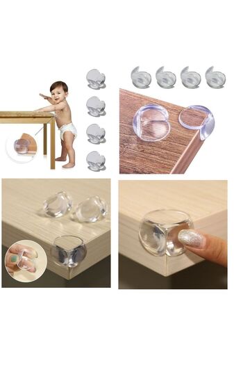 Evvano Baby Kids Soft and Flexible Circular Transparent Adhesive Safety Corner Protector (8 Pieces)