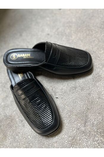 yörük tuhafiye Black Men's Slippers Home Guest Dowry Bundle and Groom Slippers Men's Slippers