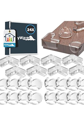 OEM Set 24 corner protectors for furniture, two models, made of transparent silicone