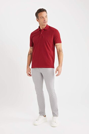 DeFacto 100% Cotton Regular Fit Polo Collar Short Sleeve Basic Plain Pique Fabric T-Shirt C1293Ax25Sp