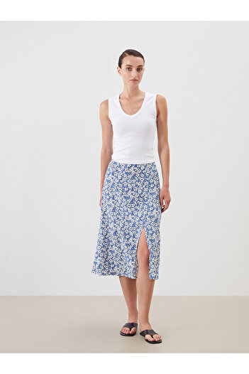 LC Waikiki Floral Slit Skirt with Elastic Waist