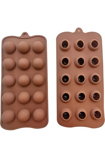 Generic Silicone Baking Mould Set – Semi-Sphere & Cylinder, 15 Cavities, 2-Pack