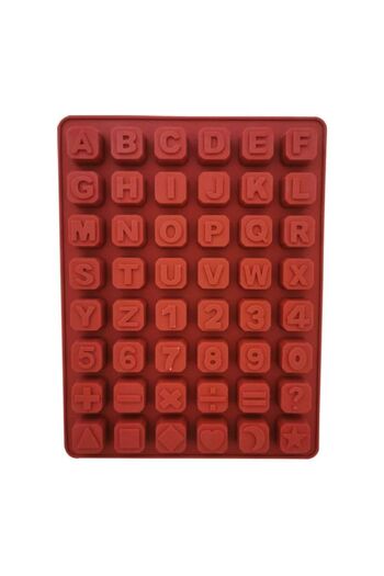 Generic Silicone Alphabet Number Fondant Mold, Brown Silicone Mould for Baking, 42 Cavities with Symbols
