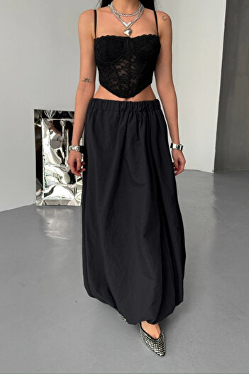 gl00my Bel Elastic Balloon Skirt Chanel Size Soft Fabric - Black