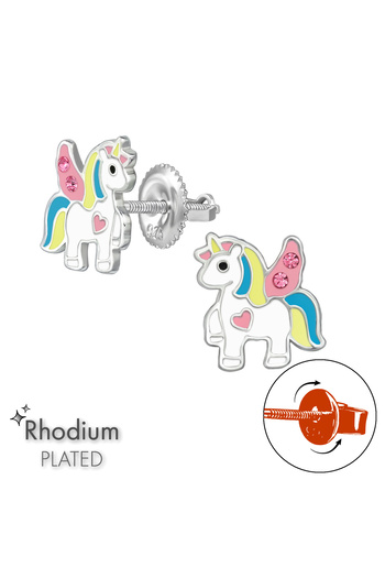 Sophia Collection Children's earrings 925 silver model LOCK Winged Unicorn