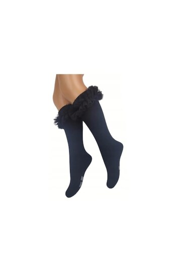 Buonumare Baby Long Socks for Girls - Bleumarin, 5-6 Years