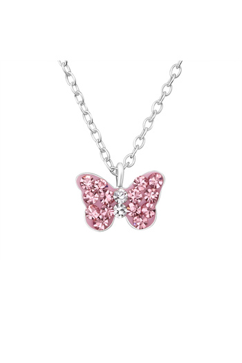 Sophia Collection Children's necklace 925 Silver, Butterfly model with crystals 36 +3 cm