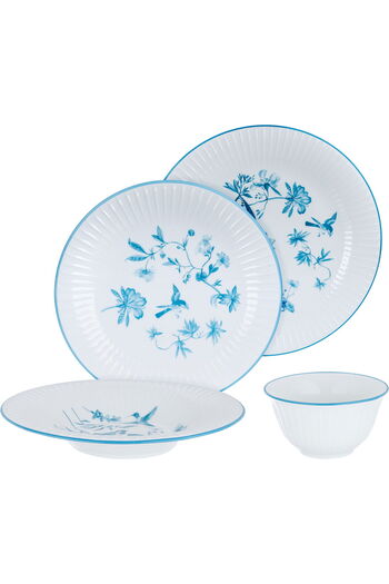 Alsaif Gallery Dinnerware Set Porcelain Blue Pattern Alsaif Gallery, 24 Pieces - White
