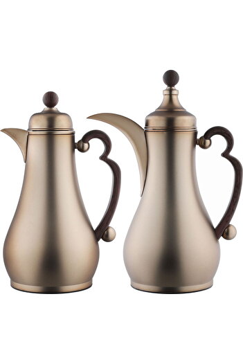 Alsaif Gallery Original Saif Gallery Thermos Set, 1/1 Liter, 2 Pieces, Inner Pot Made of Thermal Glass, Stainless Steel
