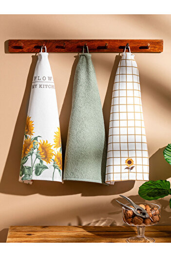 LC Waikiki Sparkling Choices from Shining Store |   Floral Printed Tea Towel Set of 3 40X50 cm