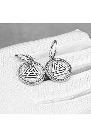 Viking Nordic Mythology Valknut 316L Stainless&Blackened Steel Earrings