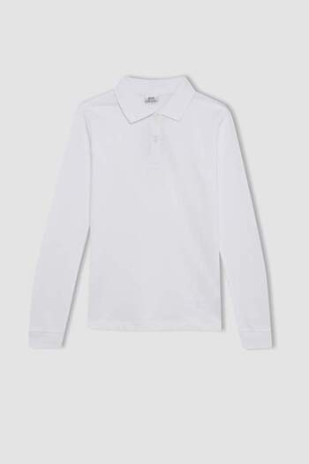 DeFacto New Season Girls Polo Neck Basic Plain Pique Long Sleeve School T-Shirt