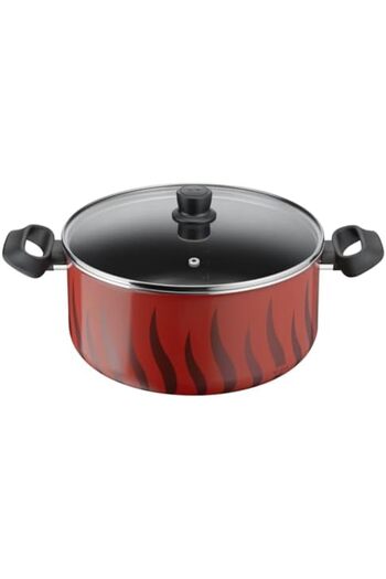 TEFAL Tempo Flame 30cm Stewpot with Lid, Red