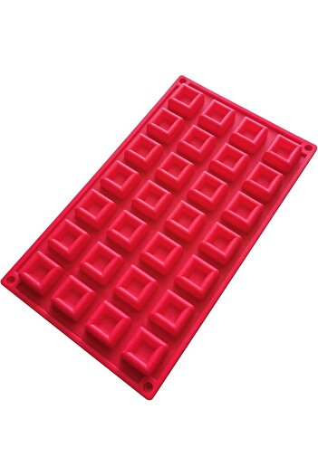 Generic Premium Silicone Square Chocolate Mould – 28 Cavities, Red