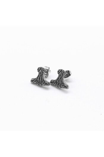 Viking Nordic Mythology Thor 316L Stainless&Blackened Steel Earrings