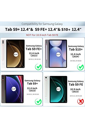 m.tk moveteck Samsung Galaxy Tab S9 Fe Plus 12.4 Case Smart Sleep Mode Pen Compartment Stand Back Colorful Cover