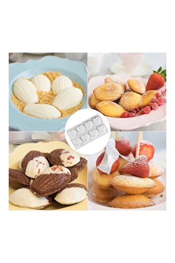 Generic Silicone 8 Heart Shape Cake Mold, Love Shape Mould for Baking, White
