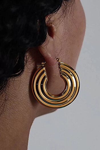 Mutenaura Stainless Steel Hoop Earrings (Pair)