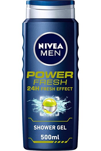 NIVEA Men Power Fresh 3 in 1 Shower Gel for 24-Hour Freshness, Citrus Scent, 500 ml
