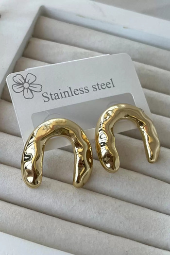 Mutenaura Nal Figured Steel Earrings Gold
